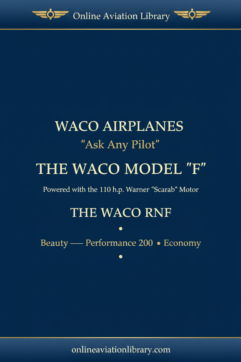 WACO RNF Instruction Manual Cover Page