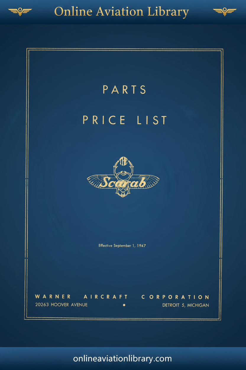 Warner Parts Price List Standard Cover Page Blue