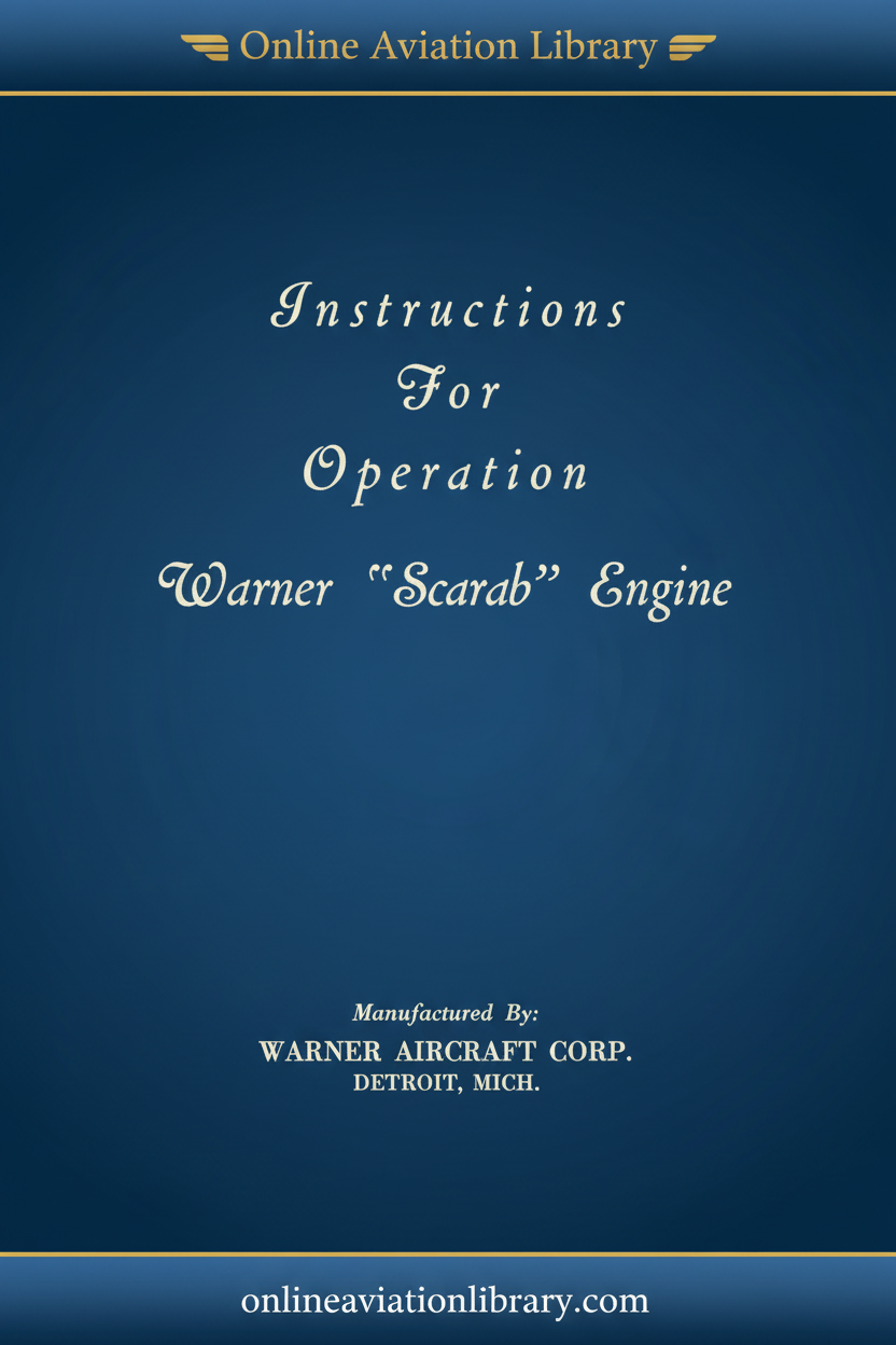 Warner Scarab Standard Cover Page Blue