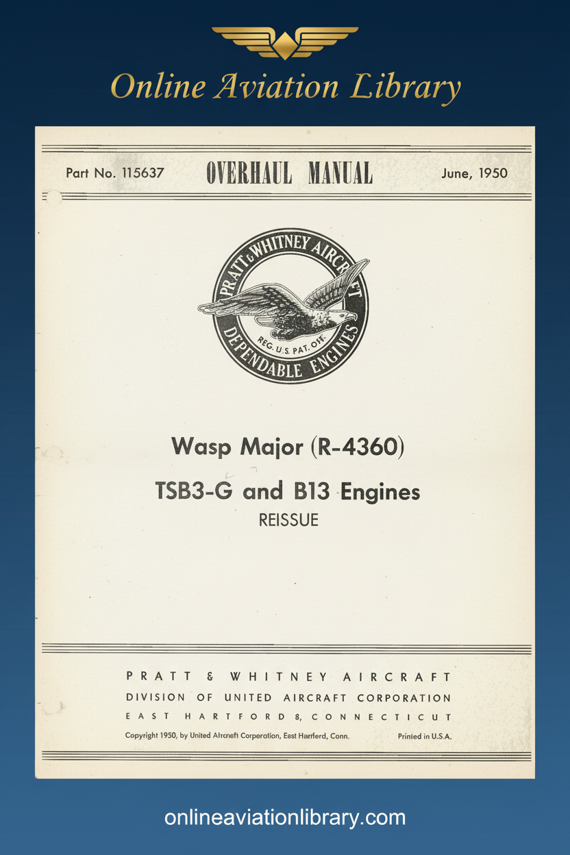 Wasp Major R-4360 TSB3-G and B13 Engines Overhaul Manual Standard Cover Page