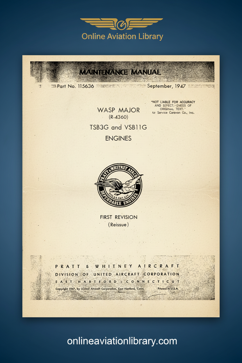Wasp Major R-4360 TSB3G and VSB11G Maintenance Manual Standard Cover Page