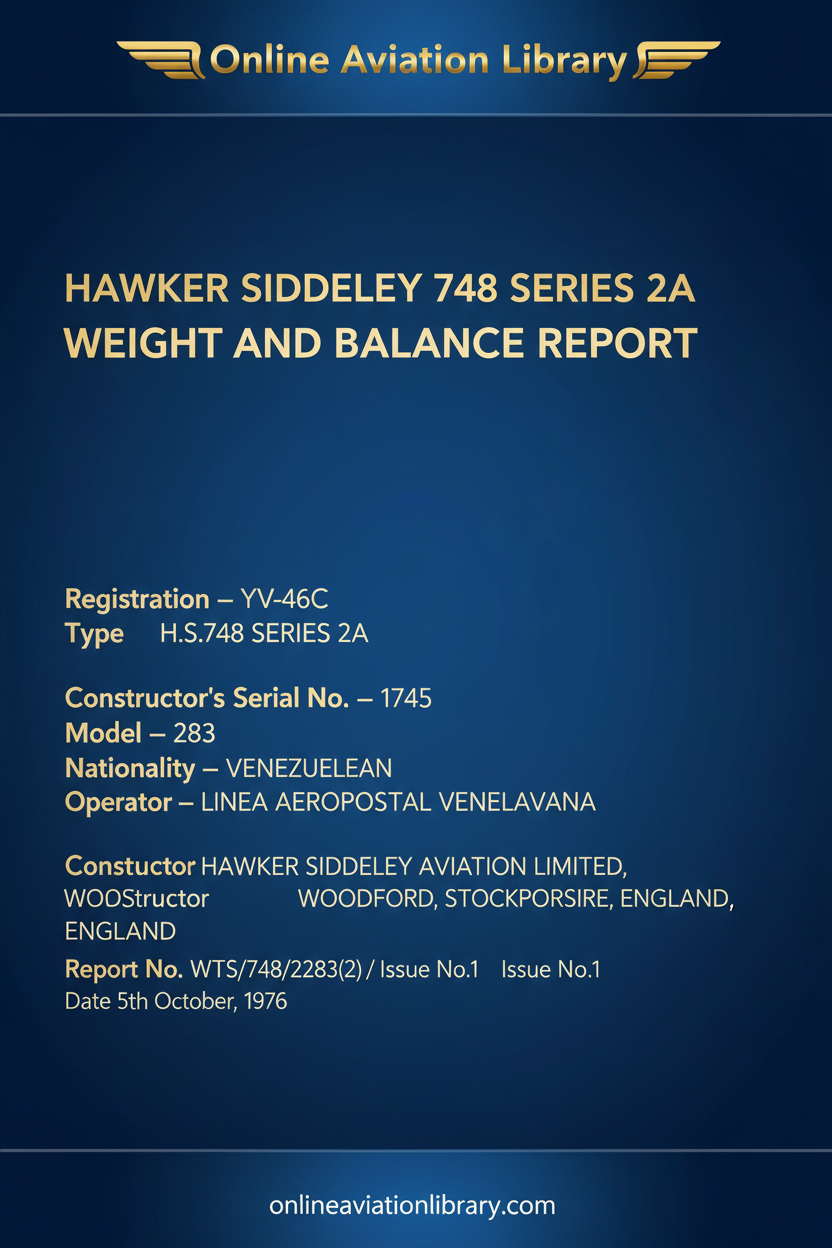 Weight and Balance Report Cover