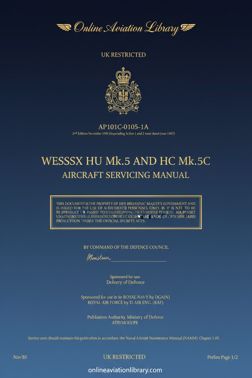 Wessex HU Mk.5 and HC Mk.5C Aircraft Servicing Manual Cover Page