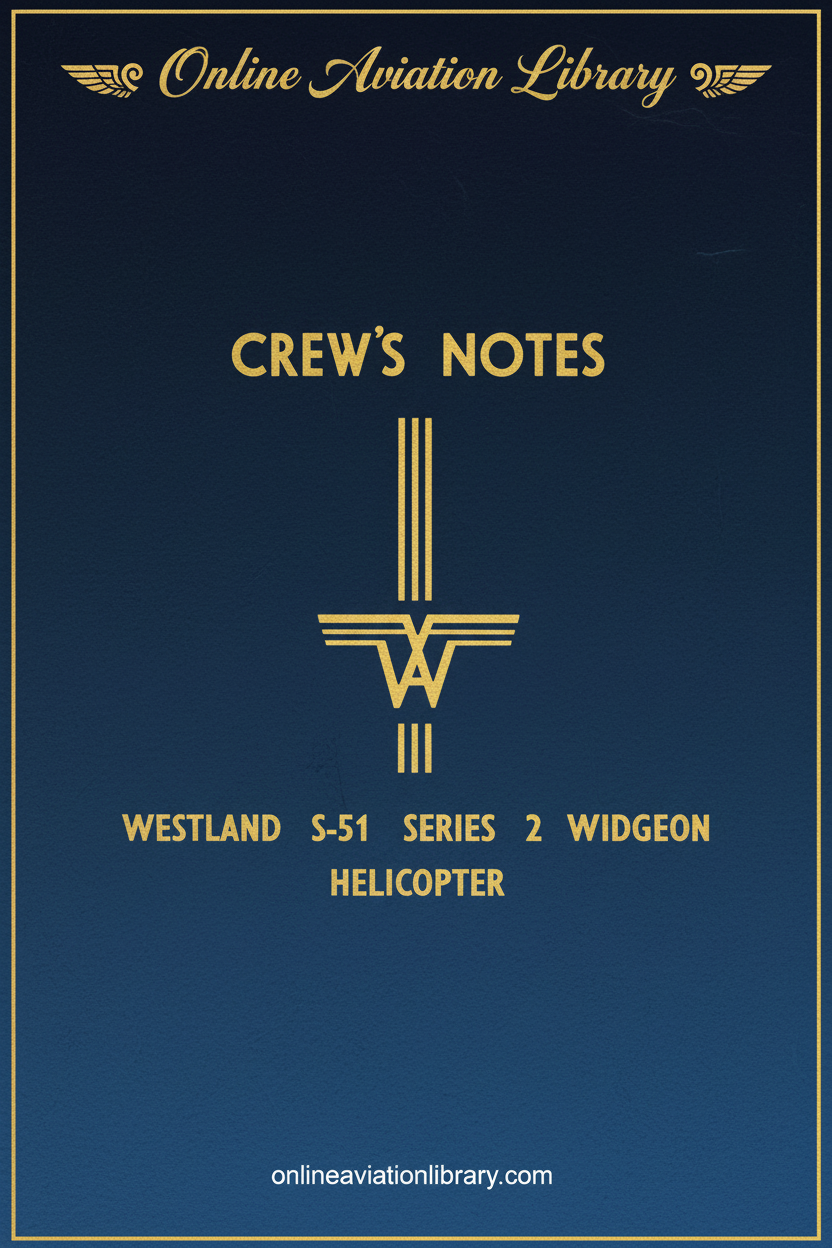 Westland S-51 Widgeon Crew's Notes Cover