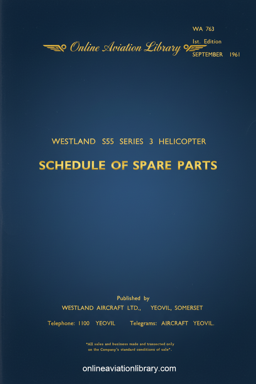 Westland S55 Series 3 Spare Parts Schedule Cover