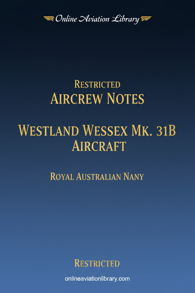 Westland Wessex Mk. 31B Aircrew Notes Cover Page