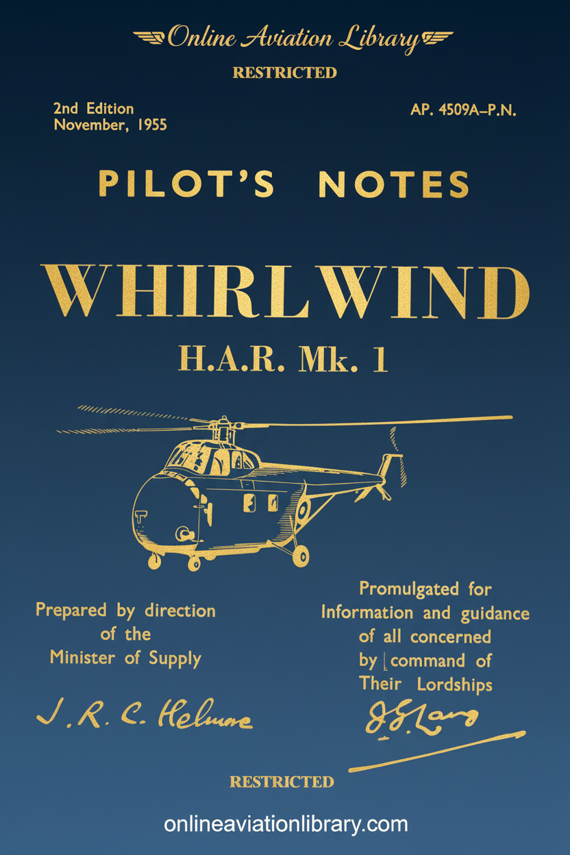 Westland Whirlwind HAR Mk.1 Pilot's Notes Cover