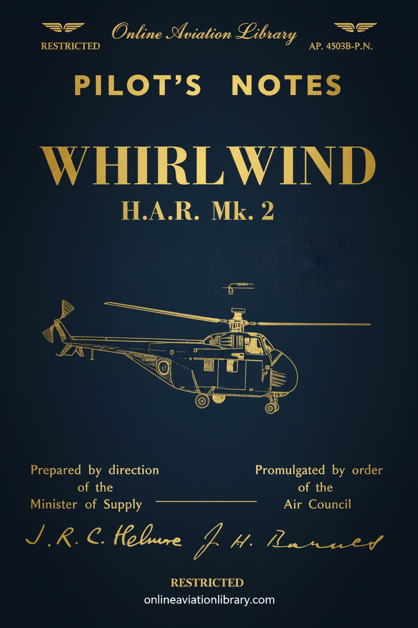 Westland Whirlwind HAR Mk.2 Pilot's Notes Cover