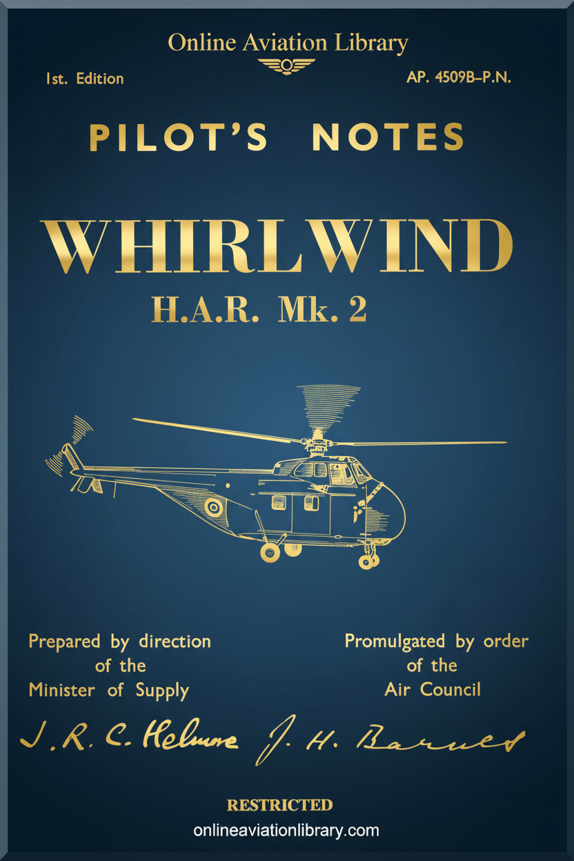 Westland Whirlwind HAR Mk.2 Pilot's Notes Cover