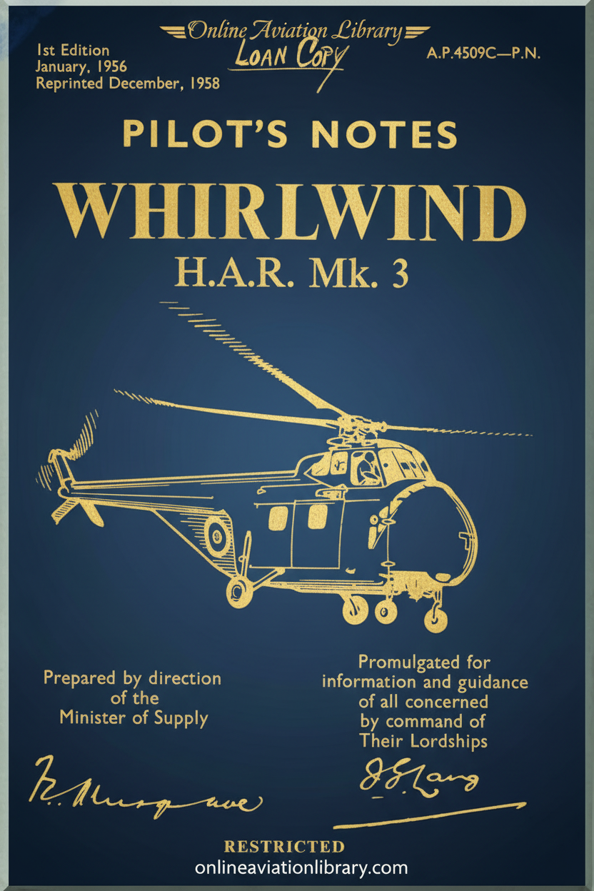 Westland Whirlwind HAR Mk.3 Pilot's Notes Cover