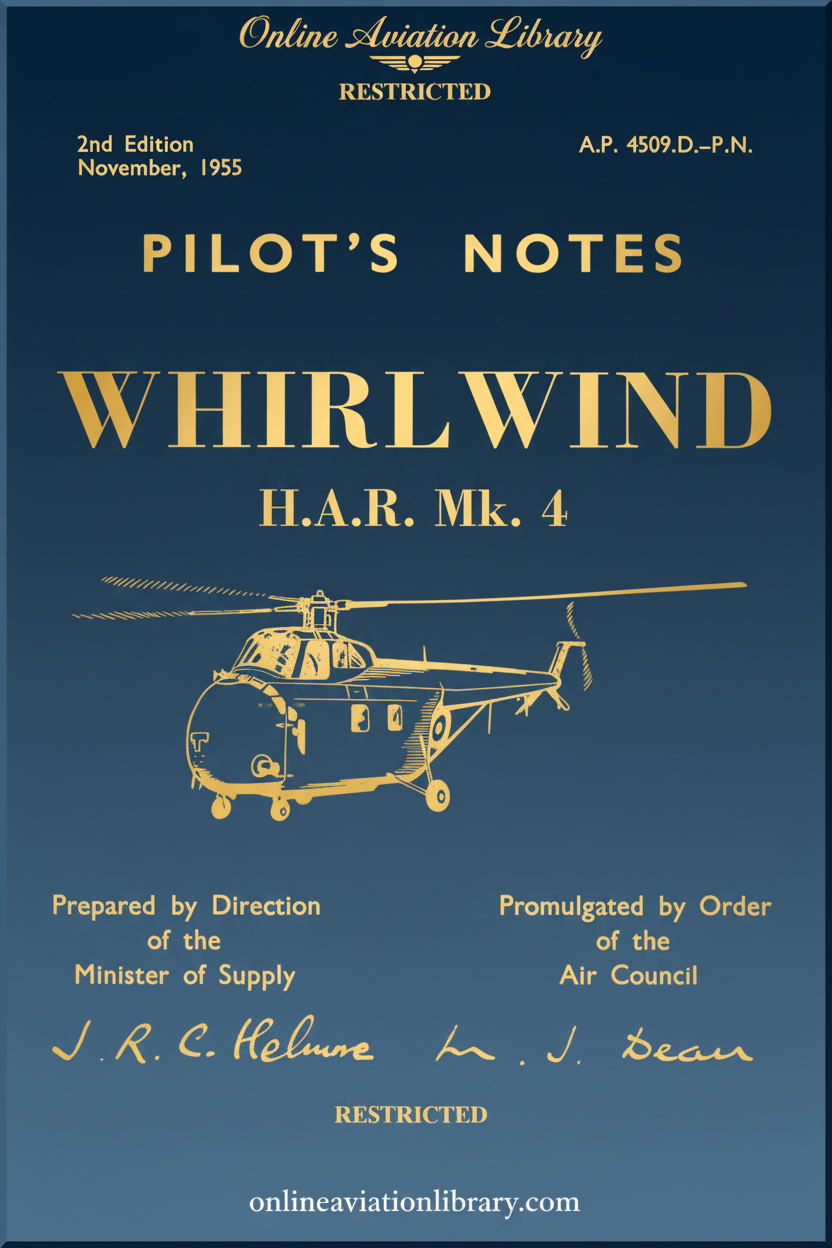 Westland Whirlwind HAR Mk.4 Pilot's Notes Cover