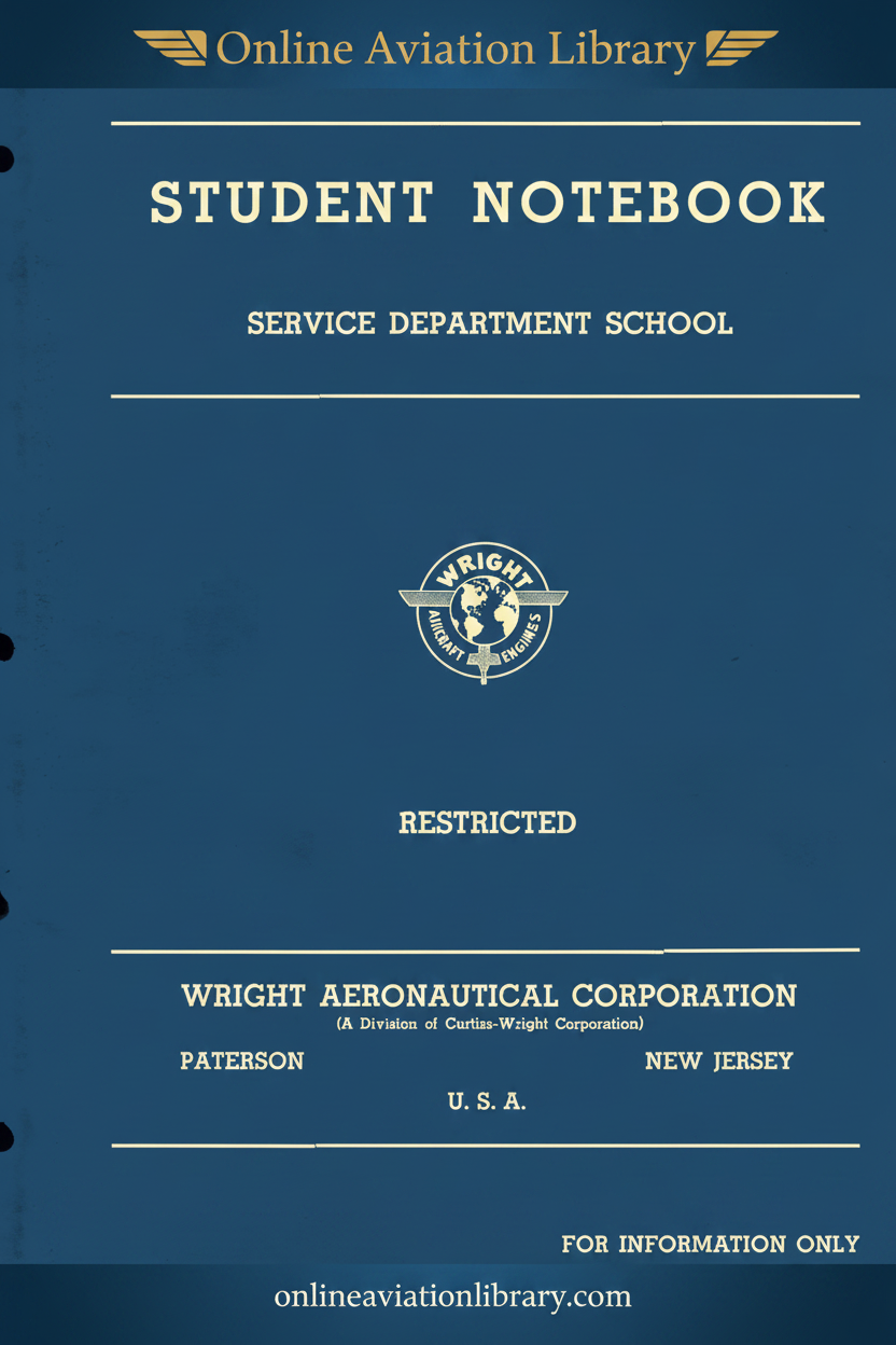 Wright Aeronautical Student Notebook Service Department School Cover