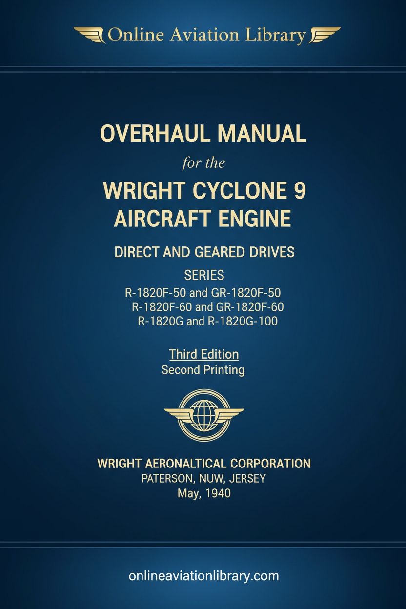 Wright Cyclone 9 F-G Series Overhaul Manual Third Edition Cover