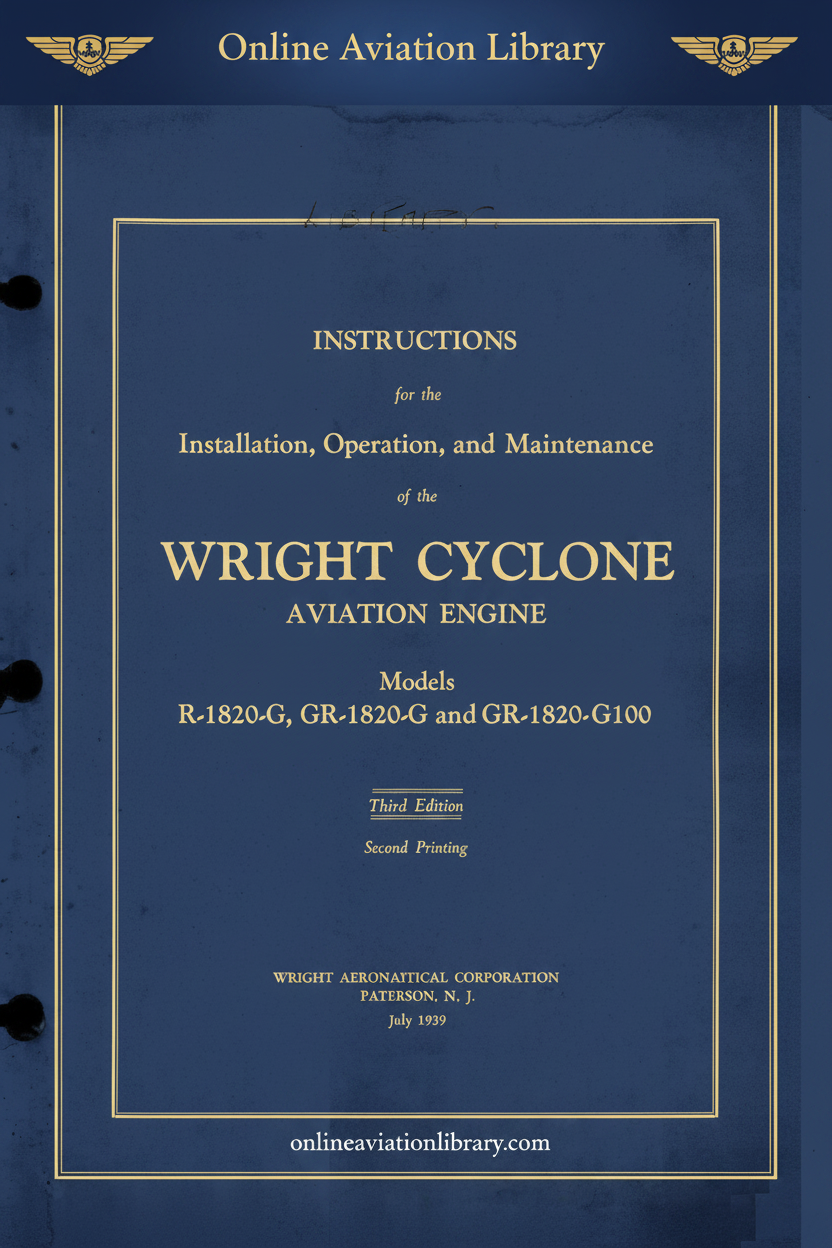 Wright Cyclone R-1820-G GR-1820-G GR-1820-G100 IOM Third Edition Cover