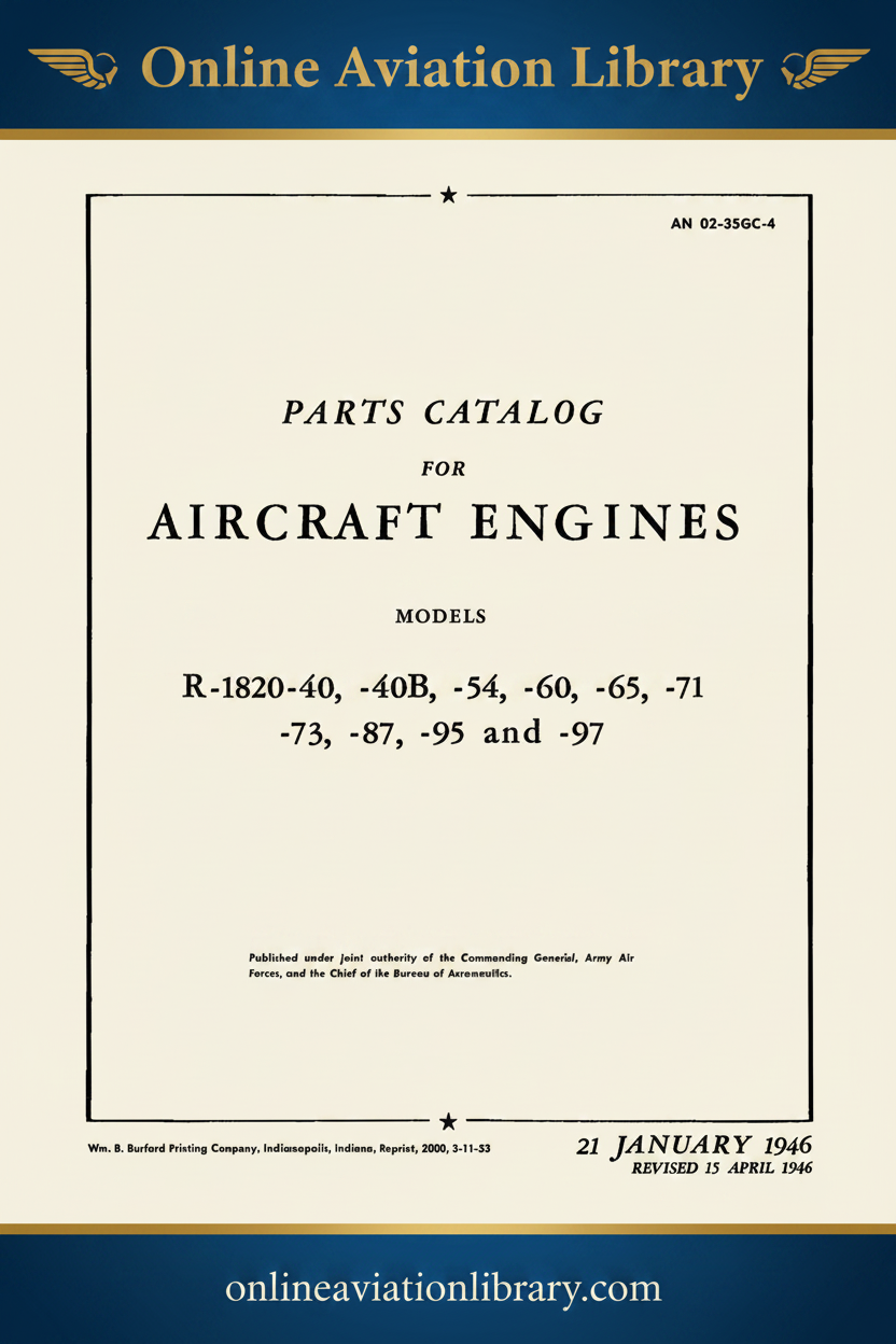 Wright R-1820-40 Series Parts Catalog AN 02-35GC-4 Cover