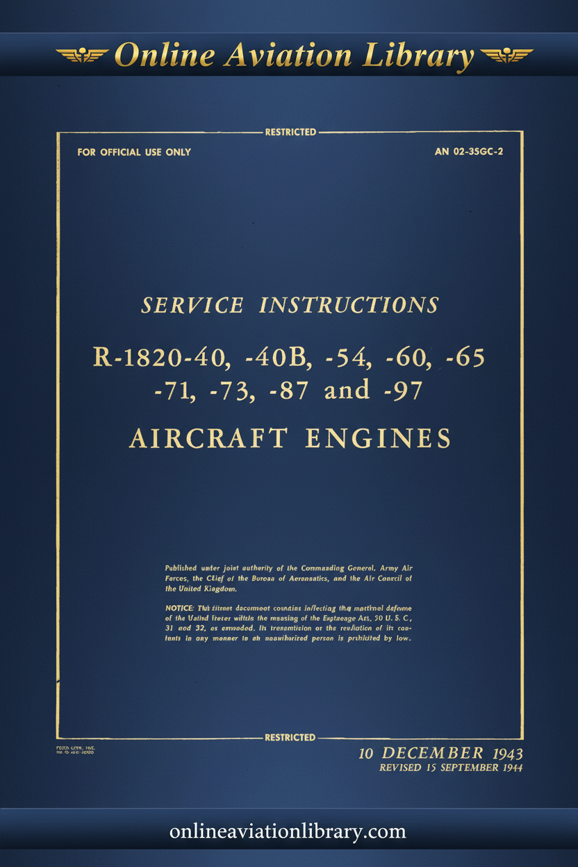 Wright R-1820-40 Series Service Instructions AN 02-35GC-2 Cover