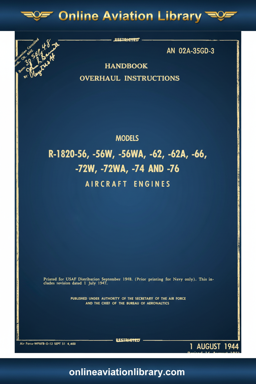 Wright R-1820-56 Series Overhaul Instructions AN 02A-35GD-3 Cover
