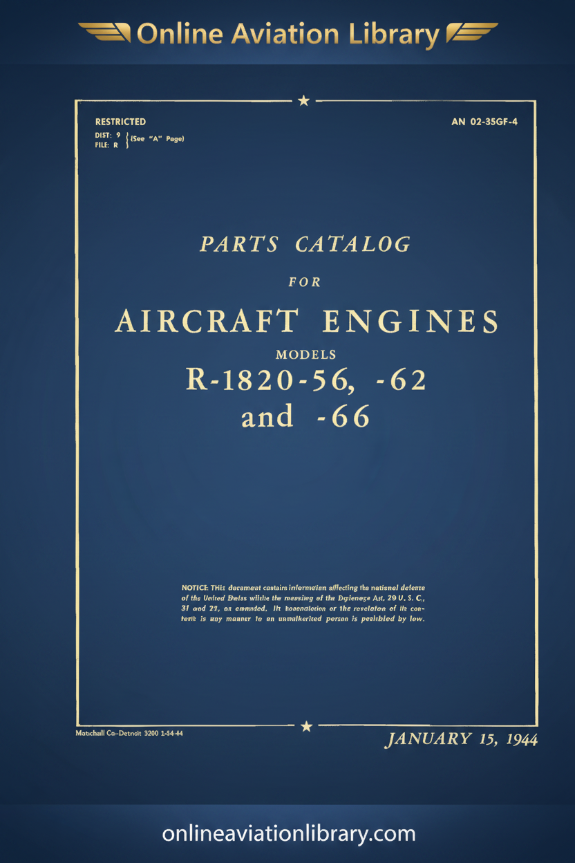 Wright R-1820-56 Series Parts Catalog AN 02-35GF-4 Cover