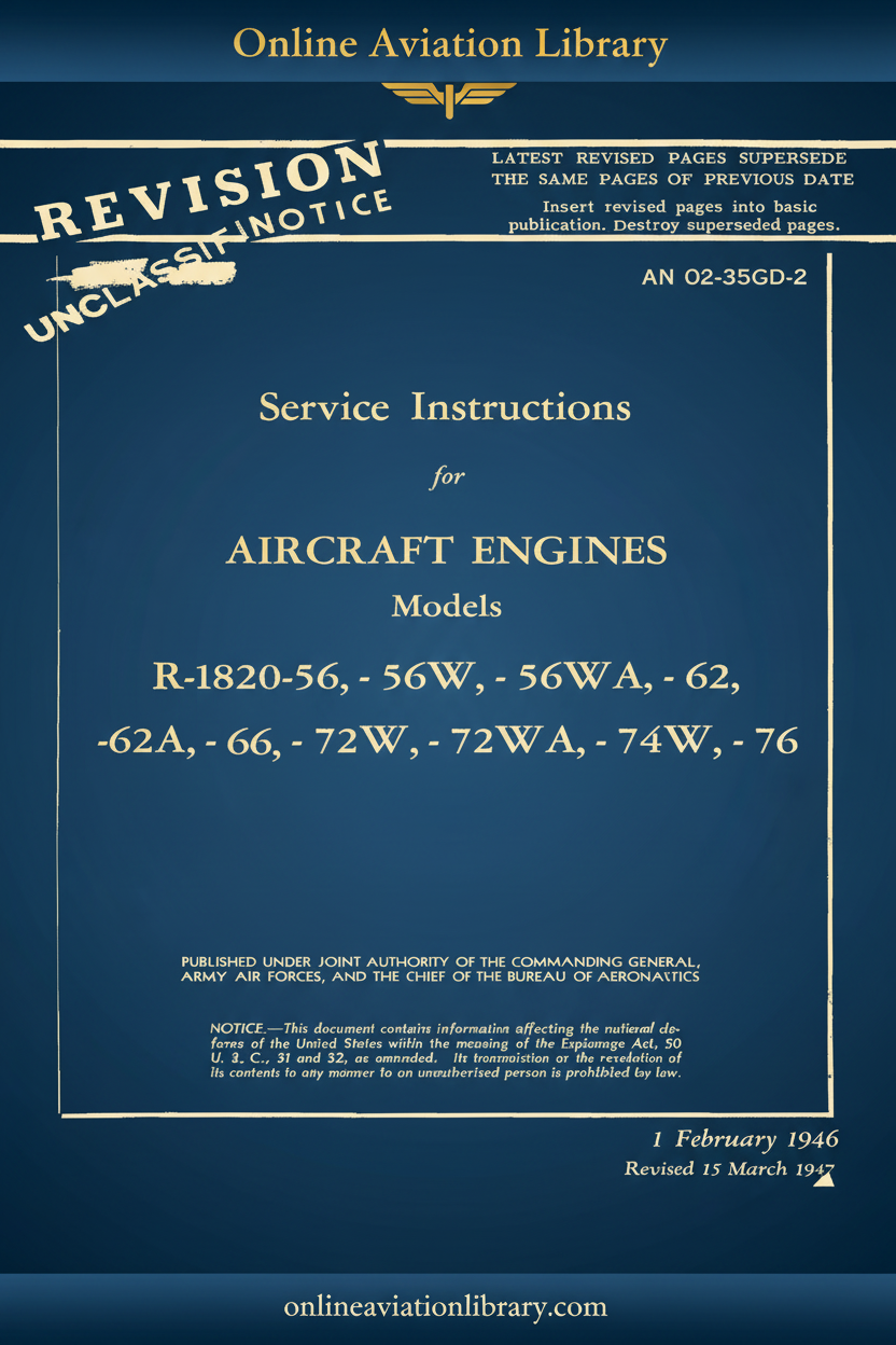 Wright R-1820-56 Series Service Instructions AN 02-35GD-2 Cover