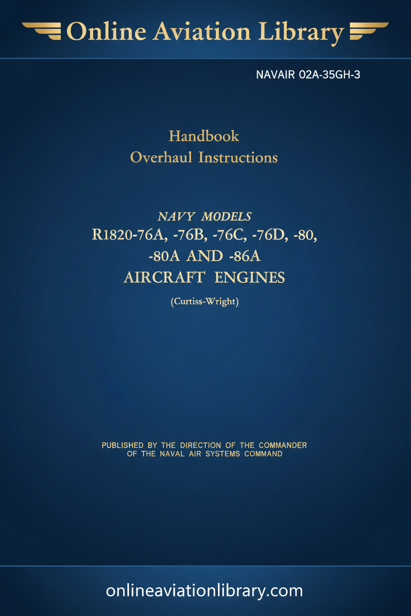 Wright R-1820 76-80-86 Navy Overhaul Handbook Cover