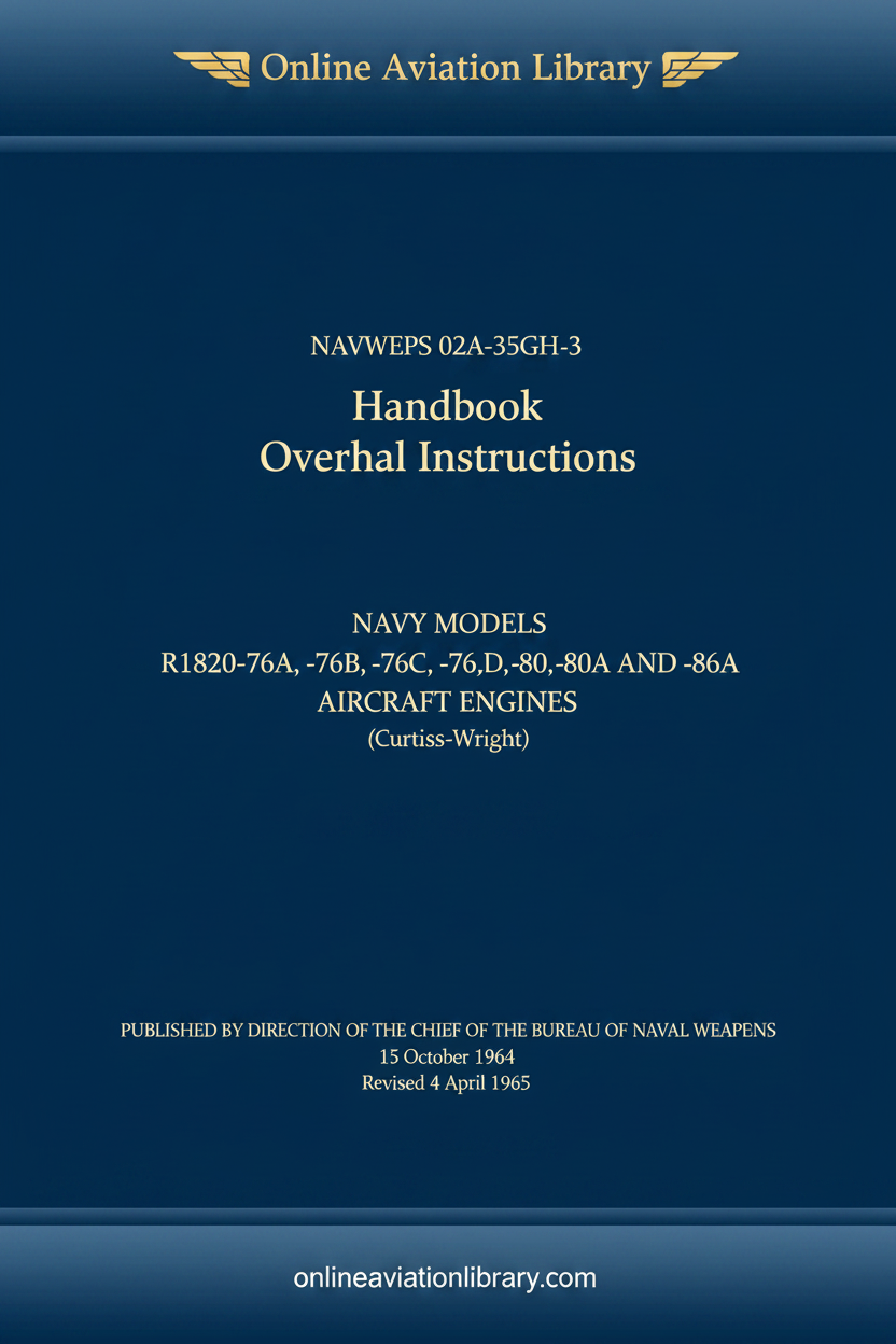 Wright R-1820-76A Series Navy Overhaul Instructions NAVWEPS 02A-35GH-3 Cover