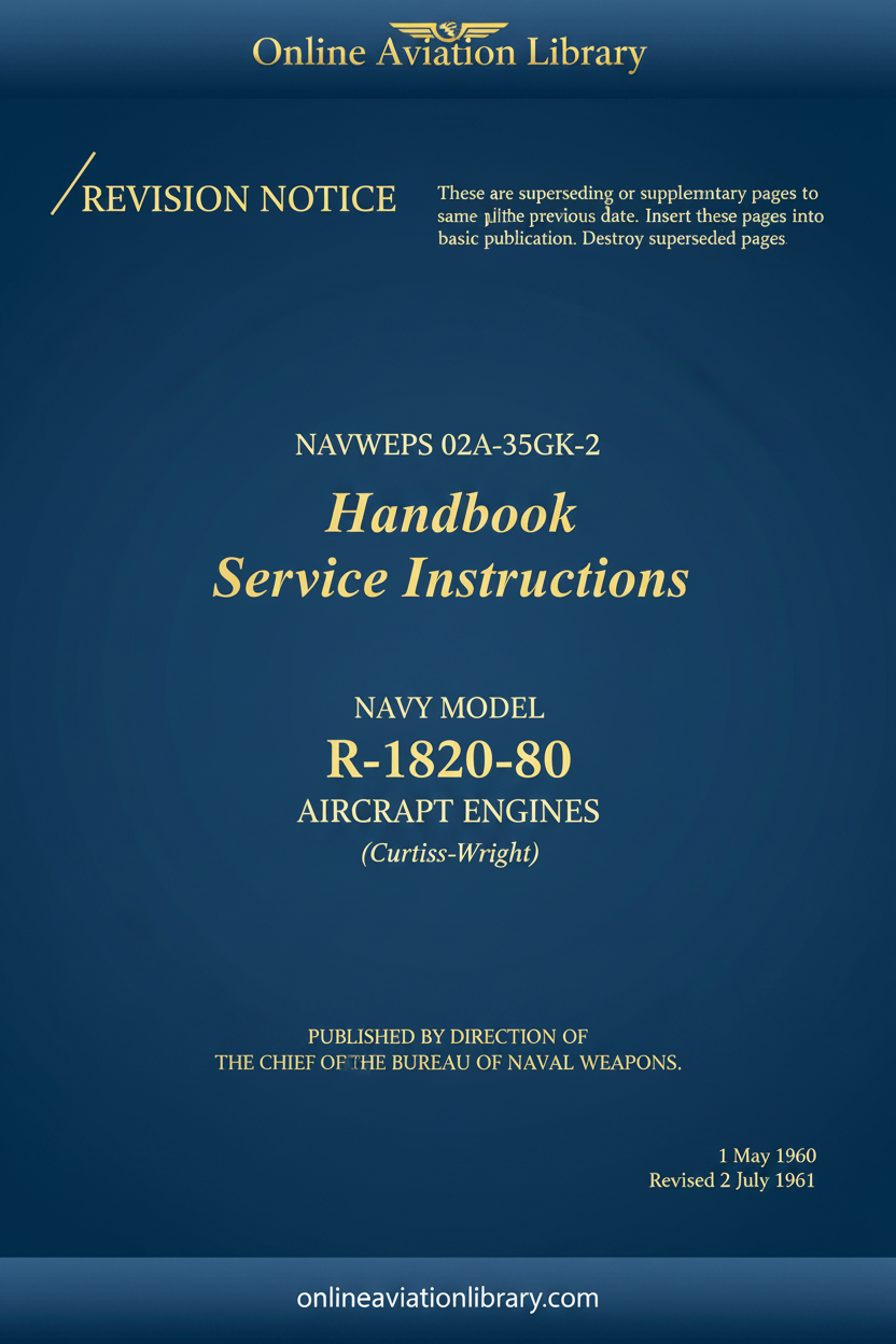 Wright R-1820-80 Navy Handbook Service Instructions Cover