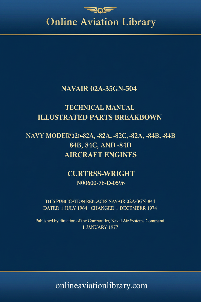 Wright R-1820-82 Series NAVAIR 02A-35GN-504 Illustrated Parts Breakdown Cover