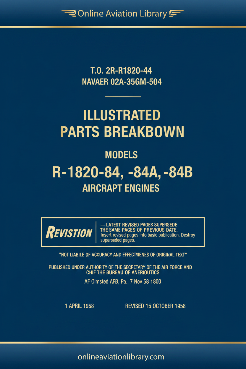Wright R-1820-84 Series IPB T.O. 2R-R1820-44 Cover