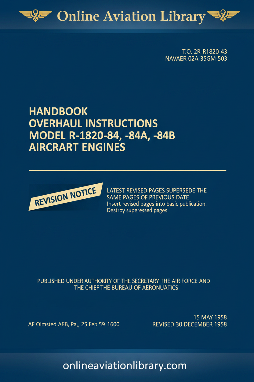 Wright R-1820-84 Series Overhaul Instructions Cover