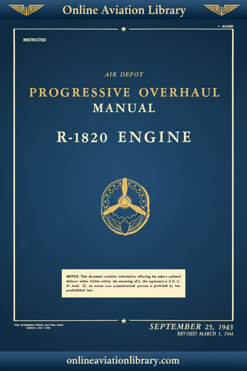 Wright R-1820 Air Depot Progressive Overhaul Manual Cover