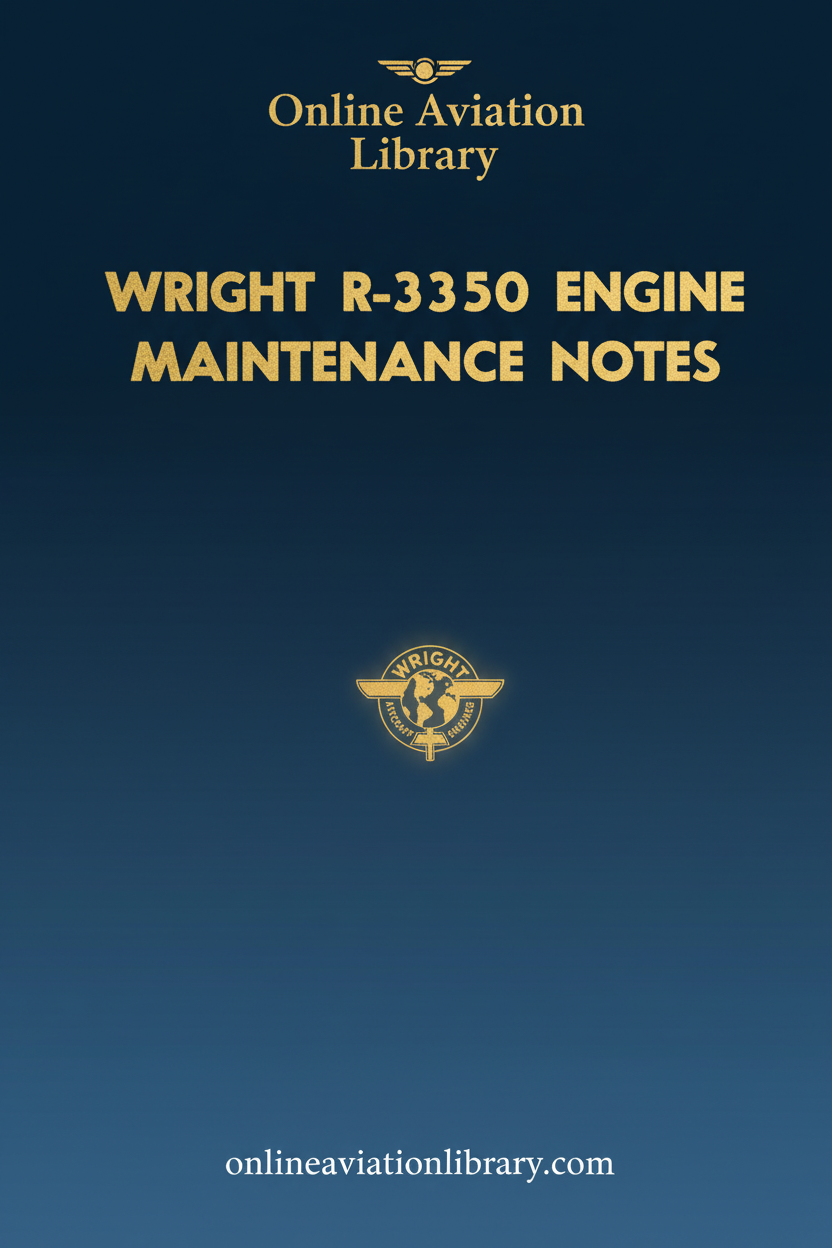 Wright R-3350 Engine Maintenance Notes Manual Cover