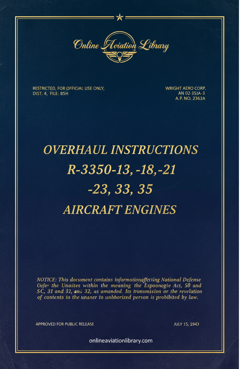 Wright R-3350 Overhaul Instructions Cover Page