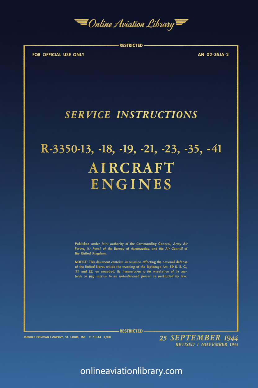 Wright R-3350 Service Instructions Cover Page