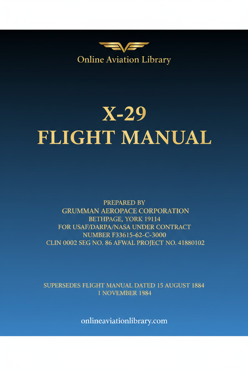 X-29 Flight Manual Standard Cover Page