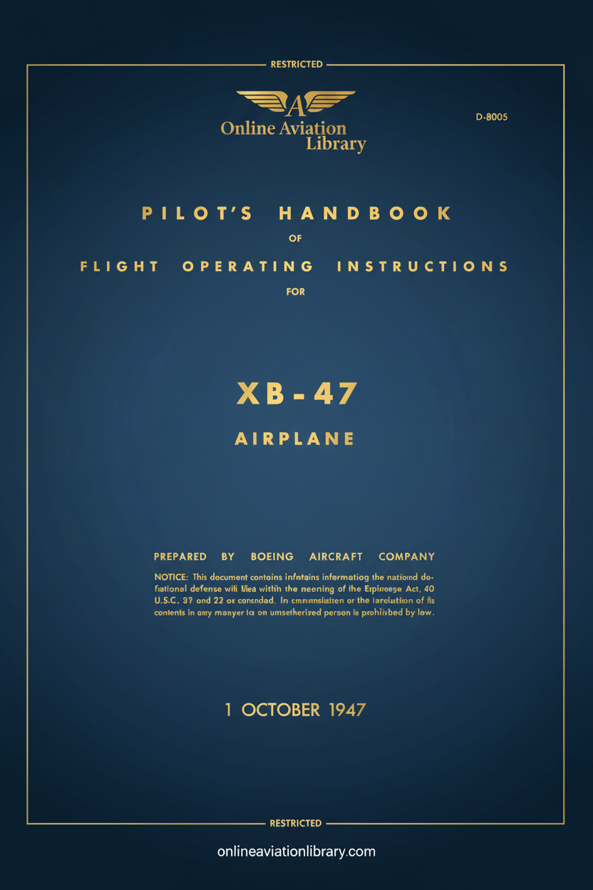 XB-47 Pilot's Handbook Cover Page