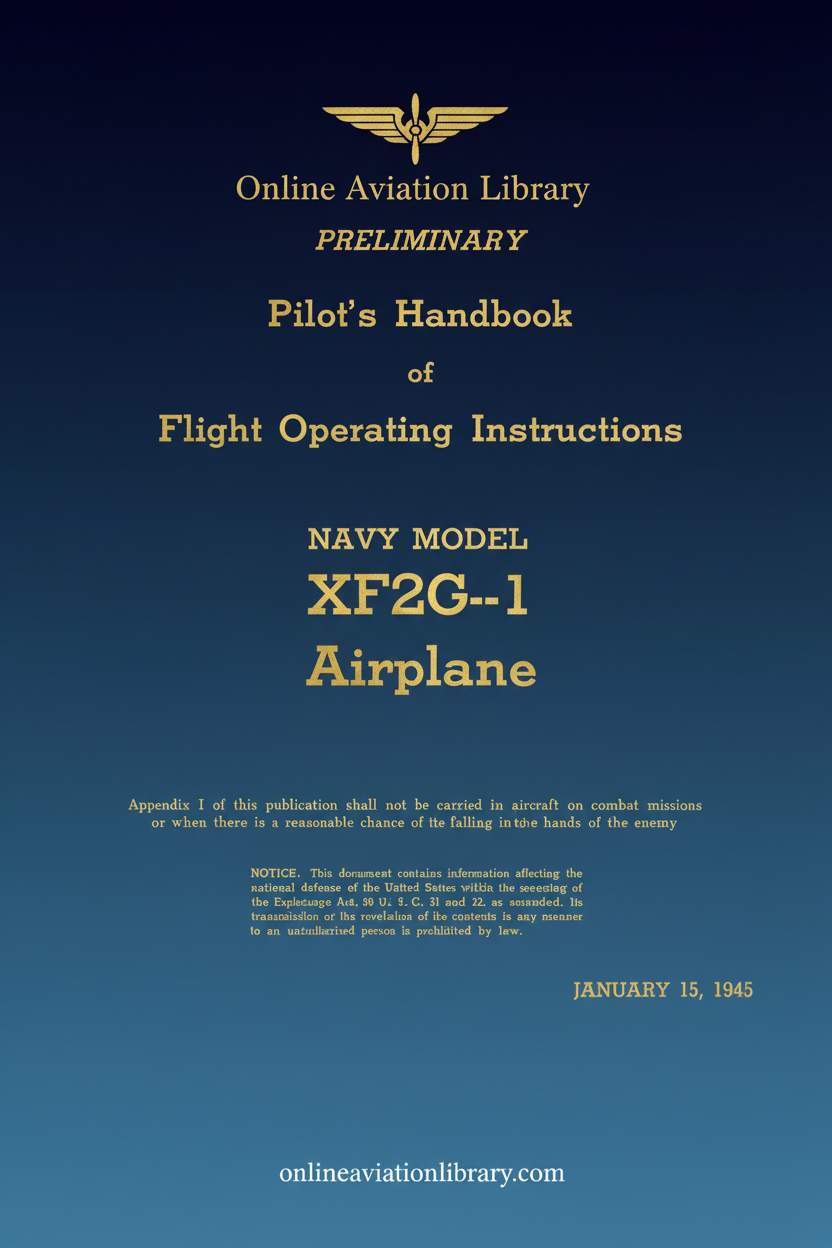 XF2G-1 Preliminary Pilot's Handbook Cover