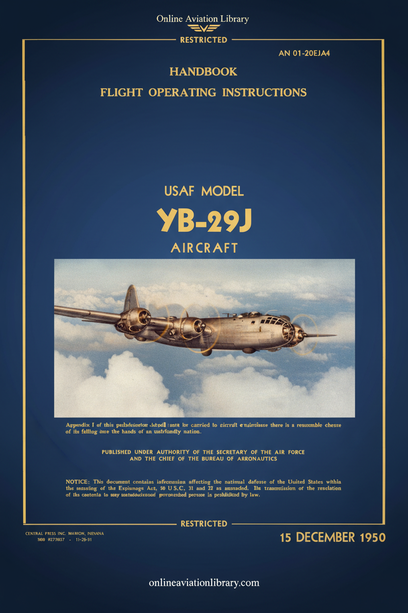 YB-29J Handbook Flight Operating Instructions Cover Page - Redesigned