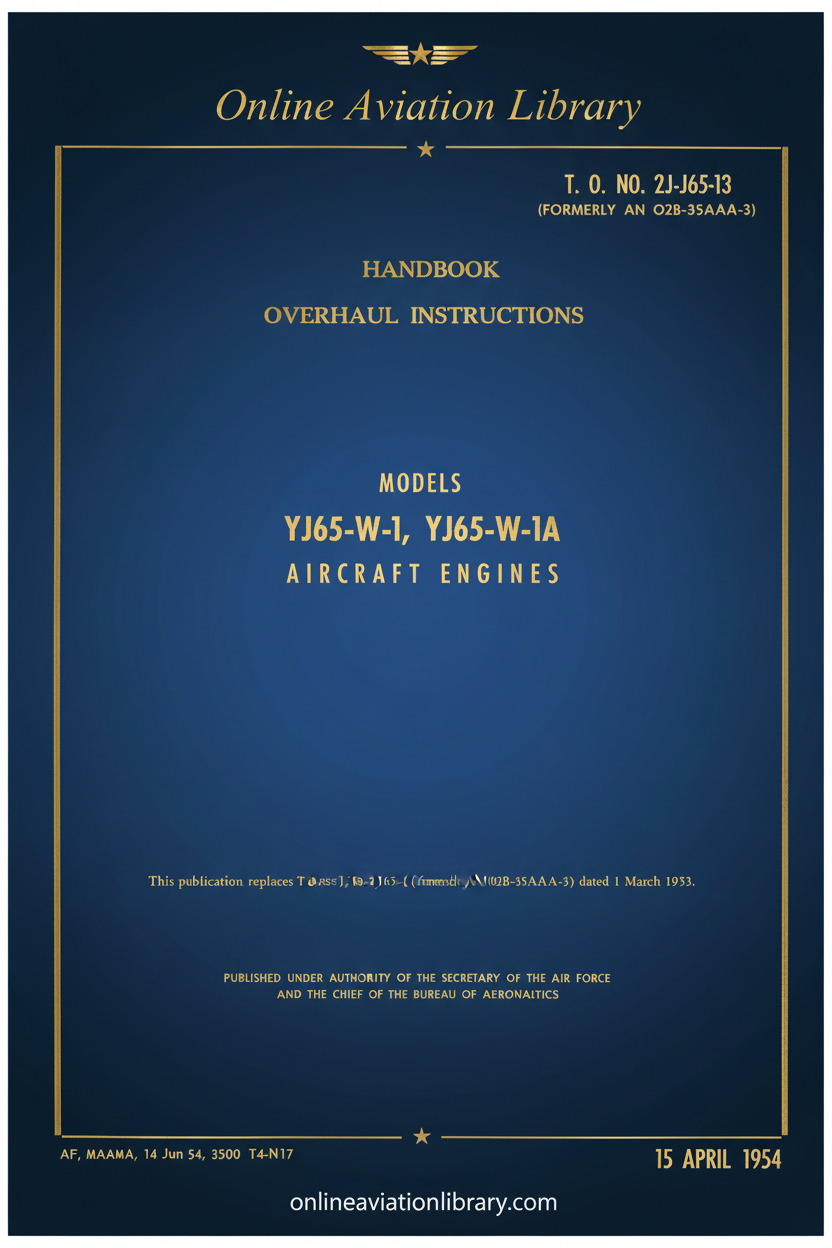 YJ65-W-1, YJ65-W-1A Handbook Overhaul Instructions Cover Page