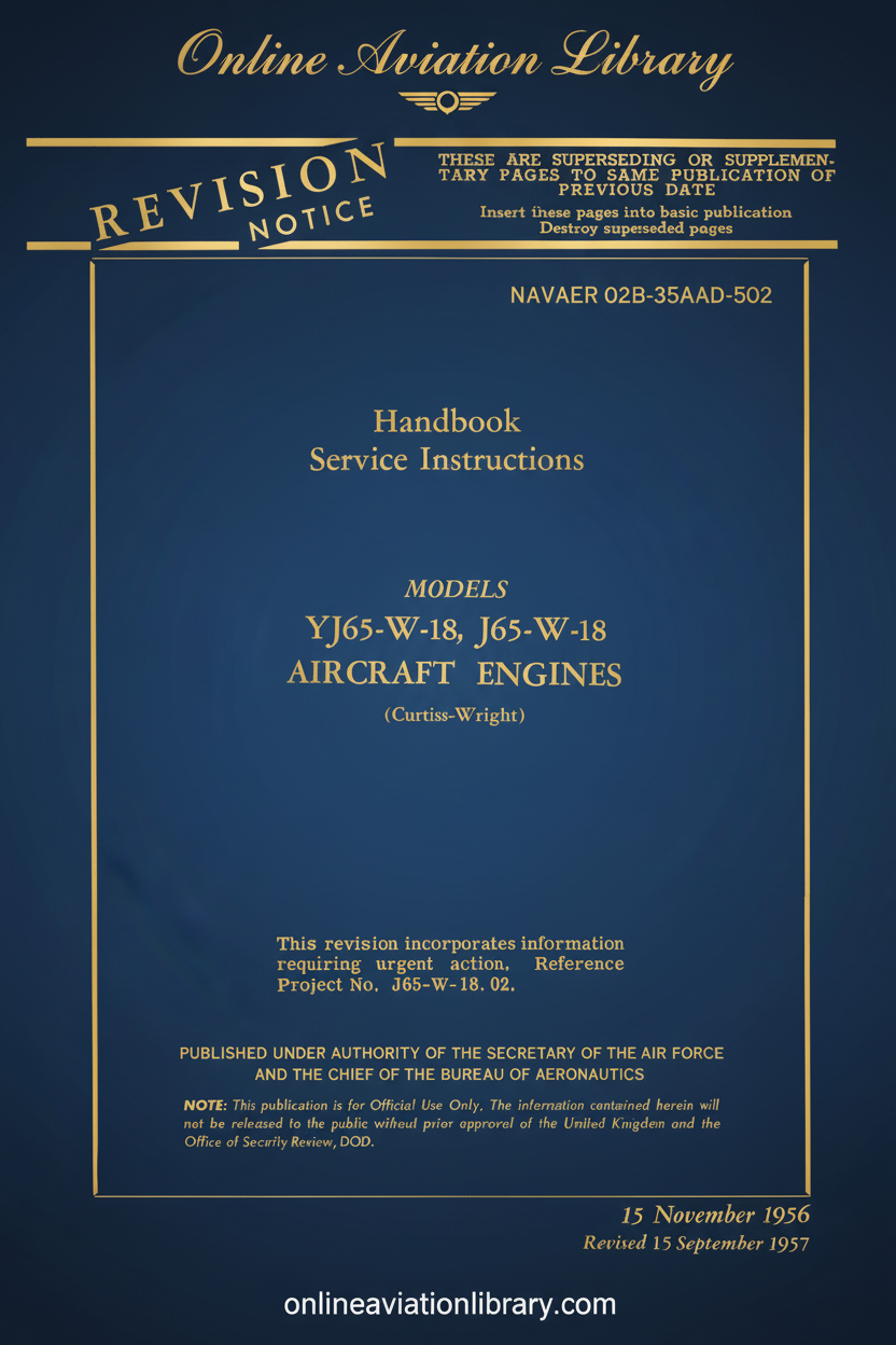 YJ65-W-18, J65-W-18 Handbook Service Instructions Cover Page